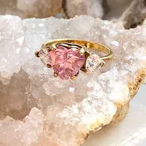 Yellow Gold Plated Sterling Silver Pink Ice Ring